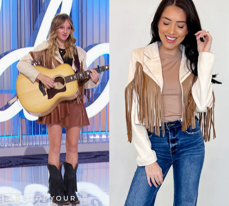 Payton Riley Stage American Idol: Season 22 Episode 4 Payton Riley's White Leather Jacket ...