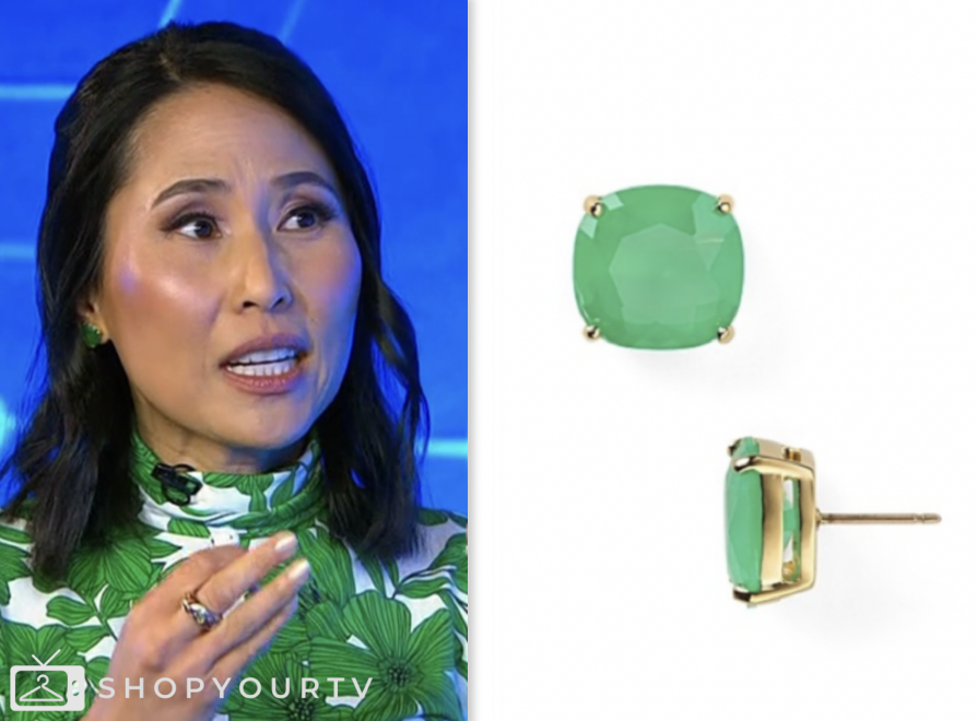 Vicky Earring The Today Show: April 2024 Vicky Nguyen's Green Stone Stud Earrings ...