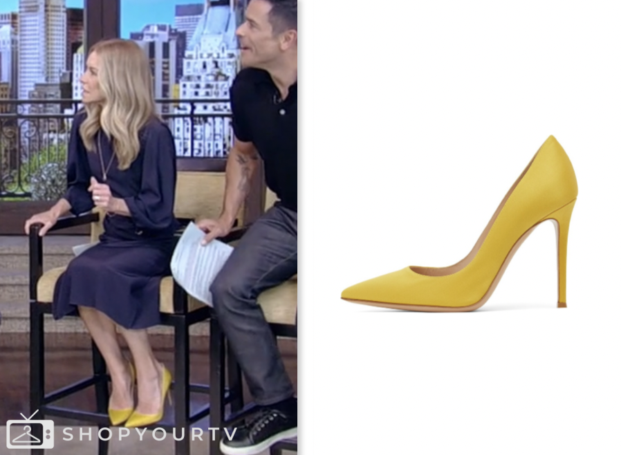 Live with Kelly and Mark: April 2024 Kelly Ripa's Yellow Satin Pumps ...