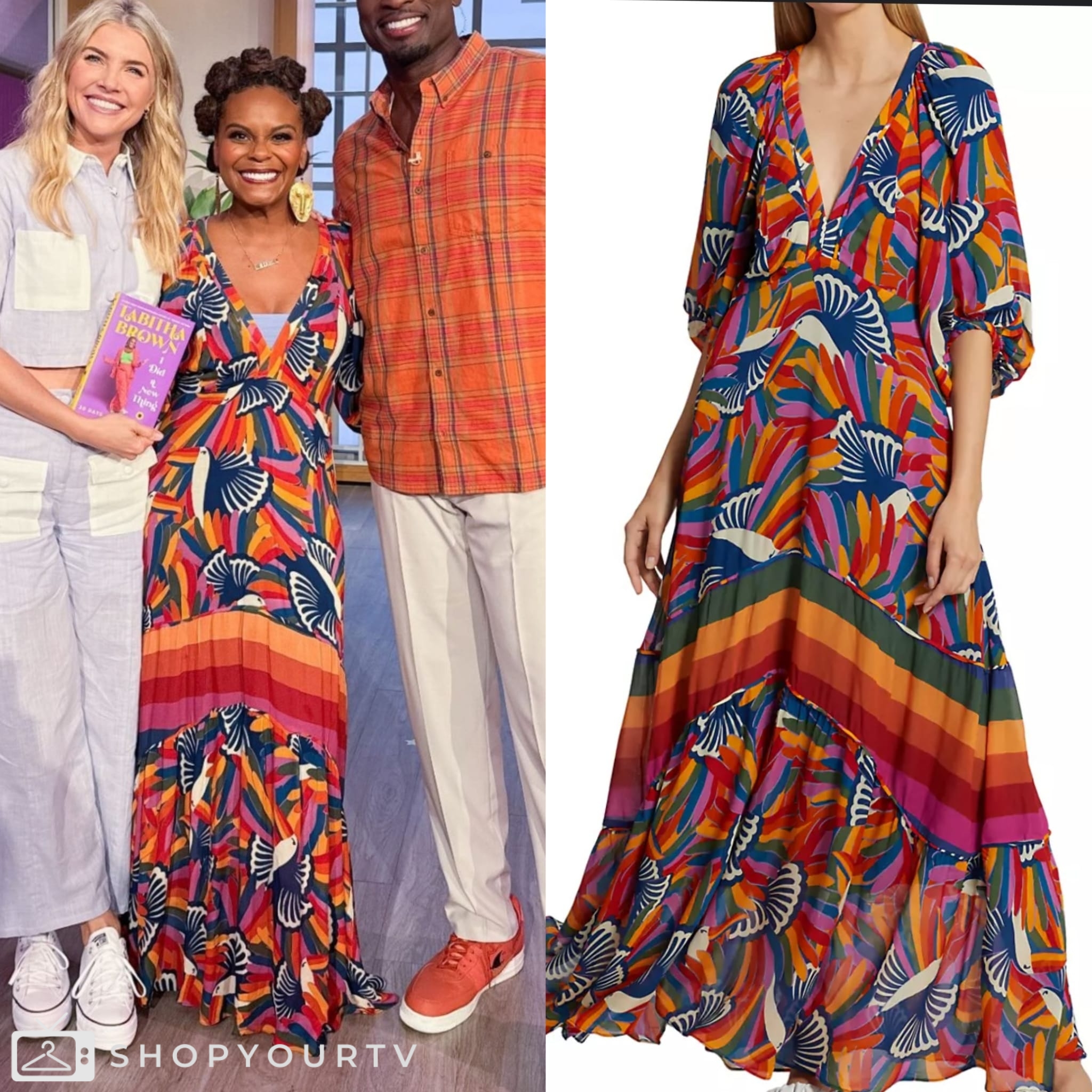 The Talk: April 2024 Tabitha Brown's Printed Maxi Dress | Shop Your TV The Talk: April 2024 Tabitha Brown's Printed Maxi Dress | Shop Your TV