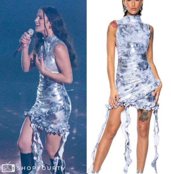 American Idol: Season 22 Episode 14 Abi Carter's Silver Ruffle Trim ...