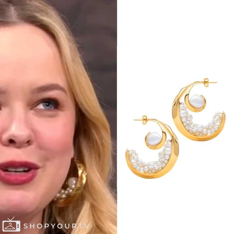 CBS Mornings April 2024 Nicola Coughlan’s Gold and Pearl Earrings