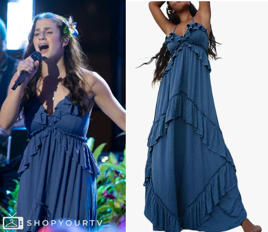 American Idol: Season 22 Episode 8 Abi Carter's Blue Ruffle Maxi Dress ...