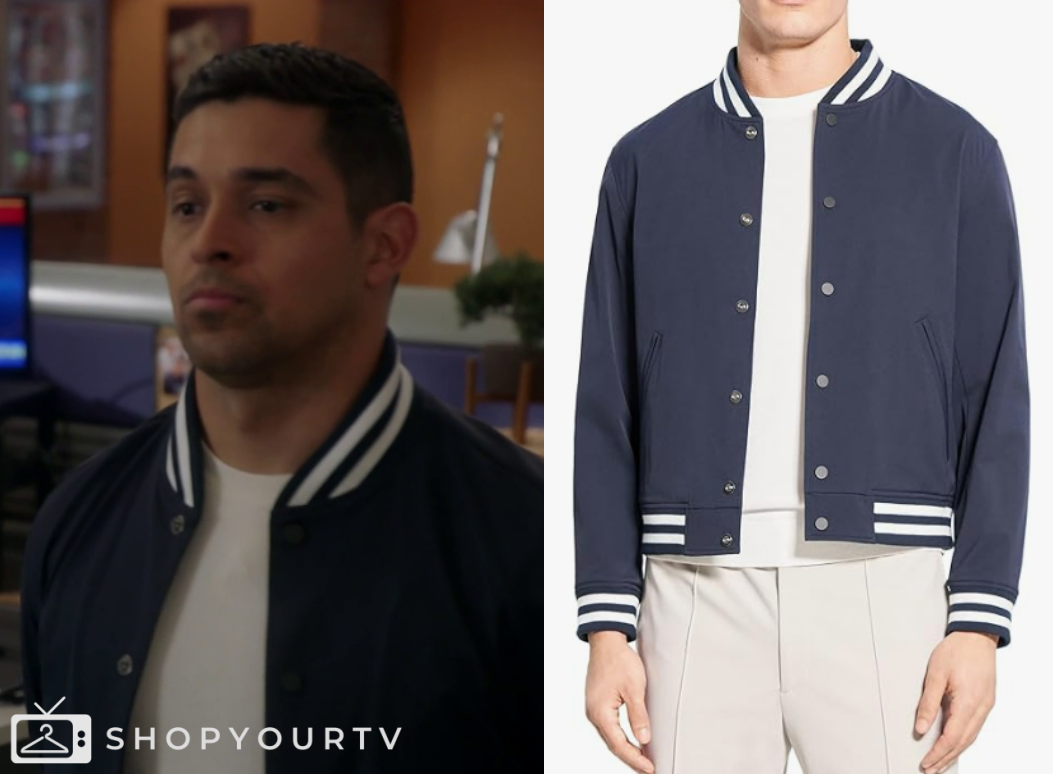 NCIS: Season 21 Episode 9 Nick's Striped Trim Bomber Jacket | Shop Your TV