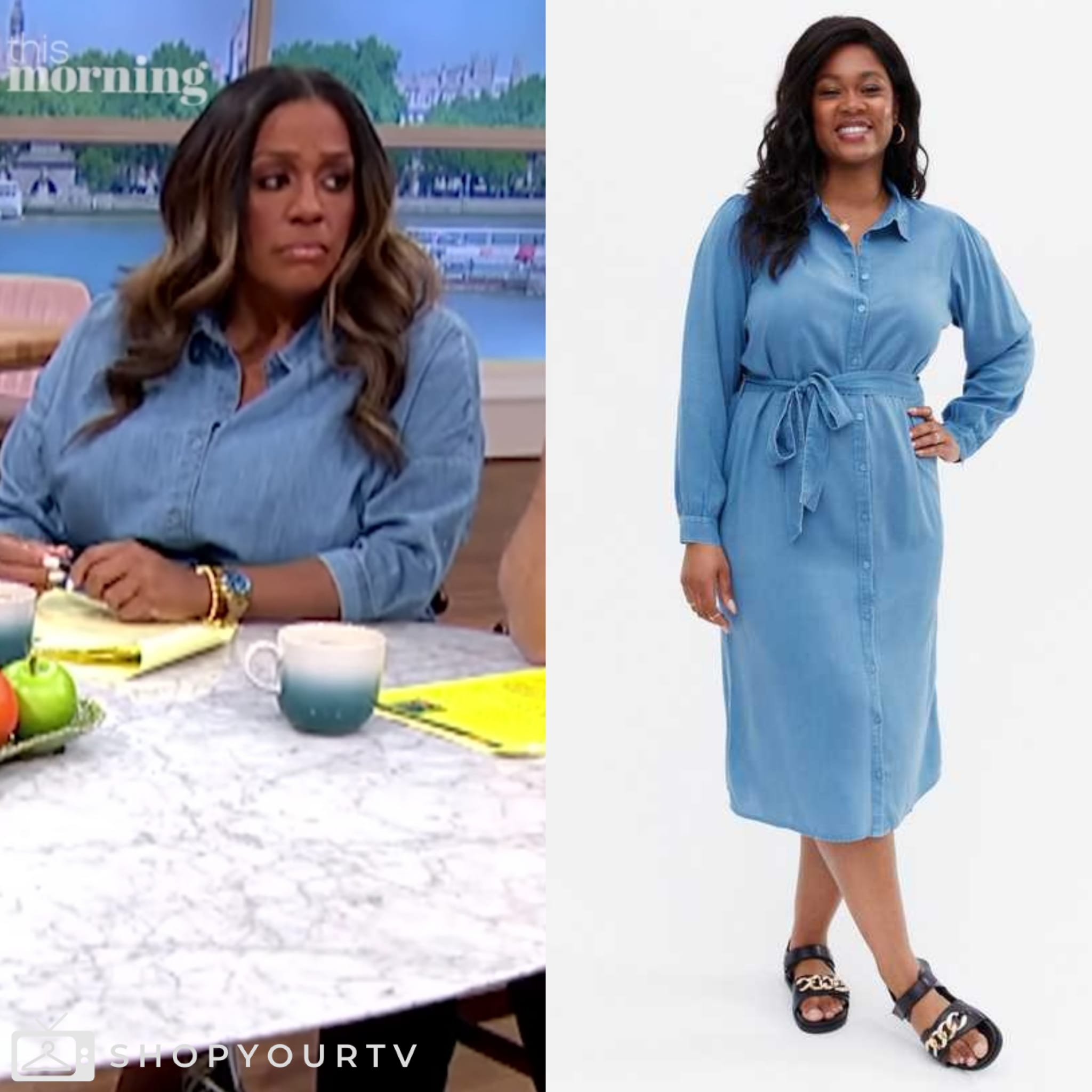 This Morning: May 2024 Alison Hammond’s Denim Shirtdress | Shop Your TV