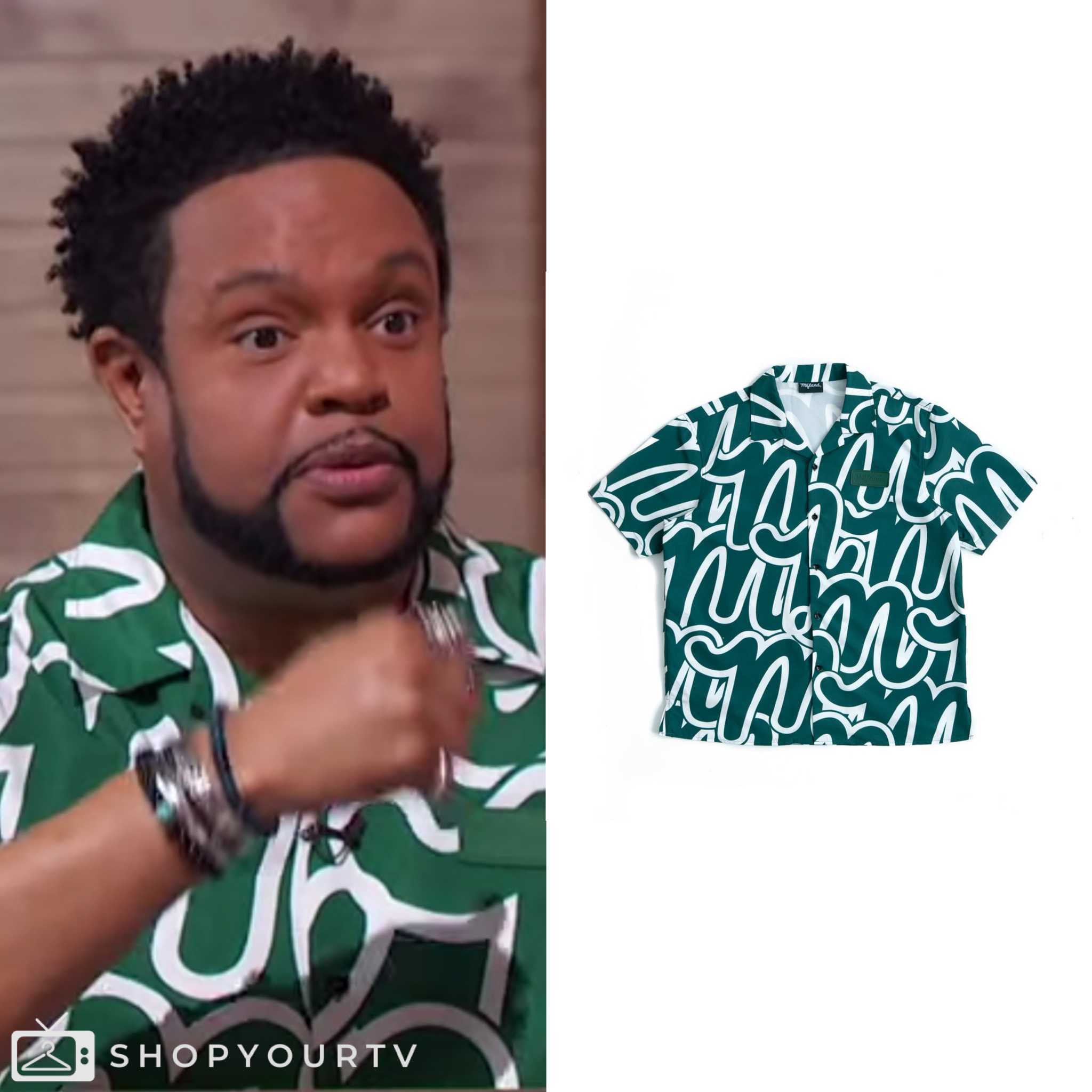 Sherri: May 2024 Jawn Murray’s Green Printed Shirt | Shop Your TV