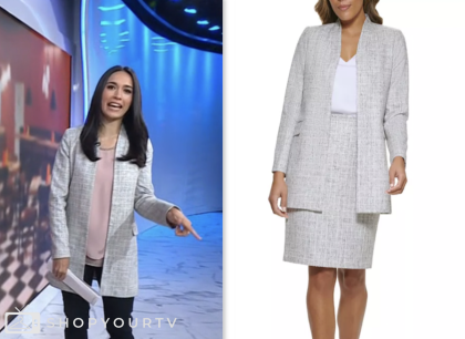 The Today Show: May 2024 Emilie Ikeda's Grey Tweed Collarless Long