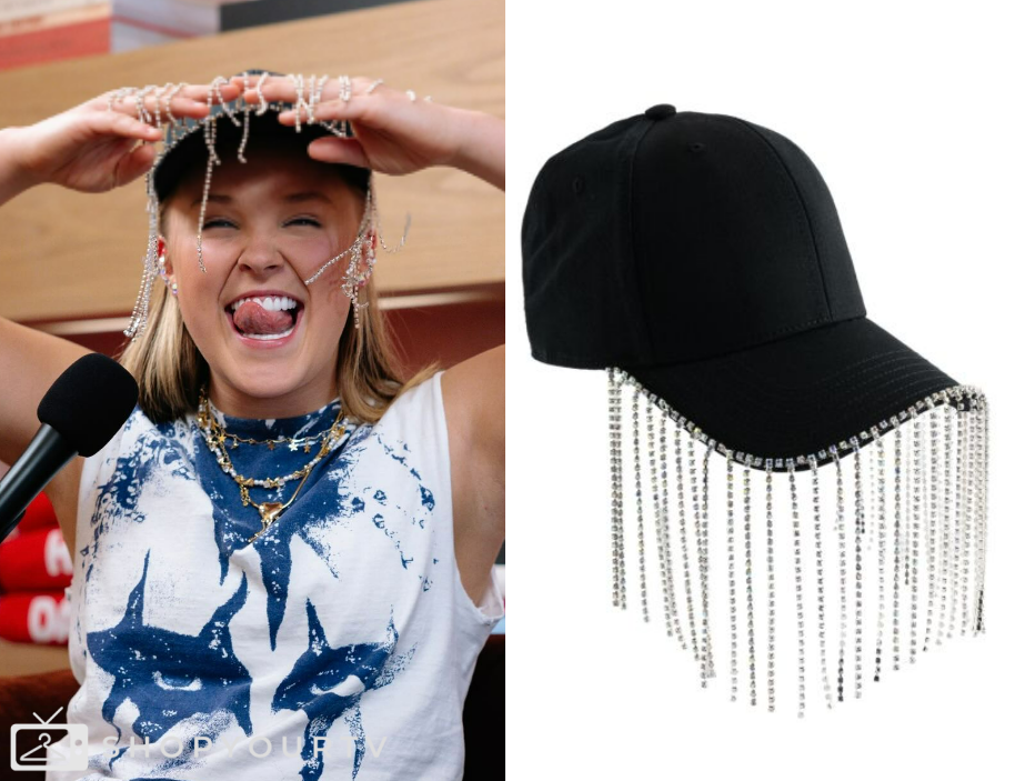Fringe Cap Call Her Daddy: April 2024 Jojo Siwa's Black Embellished Fringe Cap ...