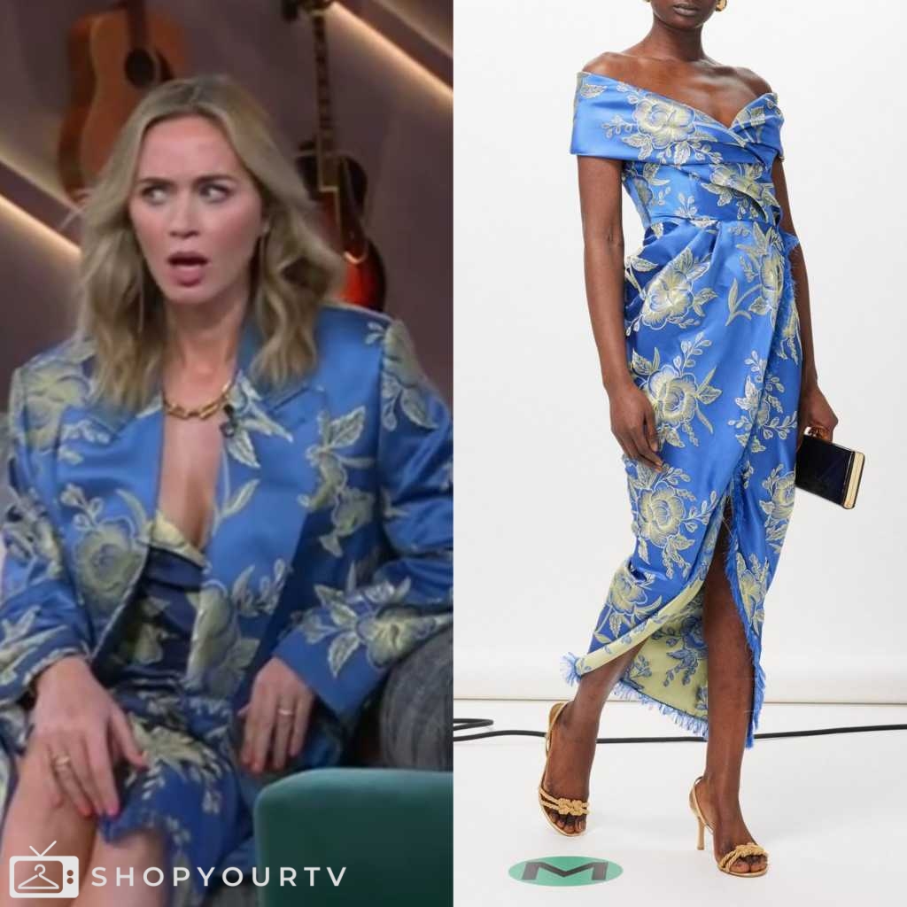 The Kelly Clarkson Show: May 2024 Emily Blunt’s Blue Off The Shoulder ...