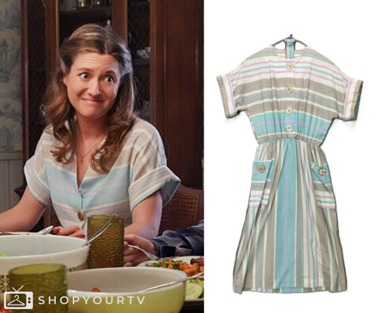 Sheldon Spring Young Sheldon: Season 7 Episode 12 Mary's Blue/Grey/Pink Striped Shirt ...