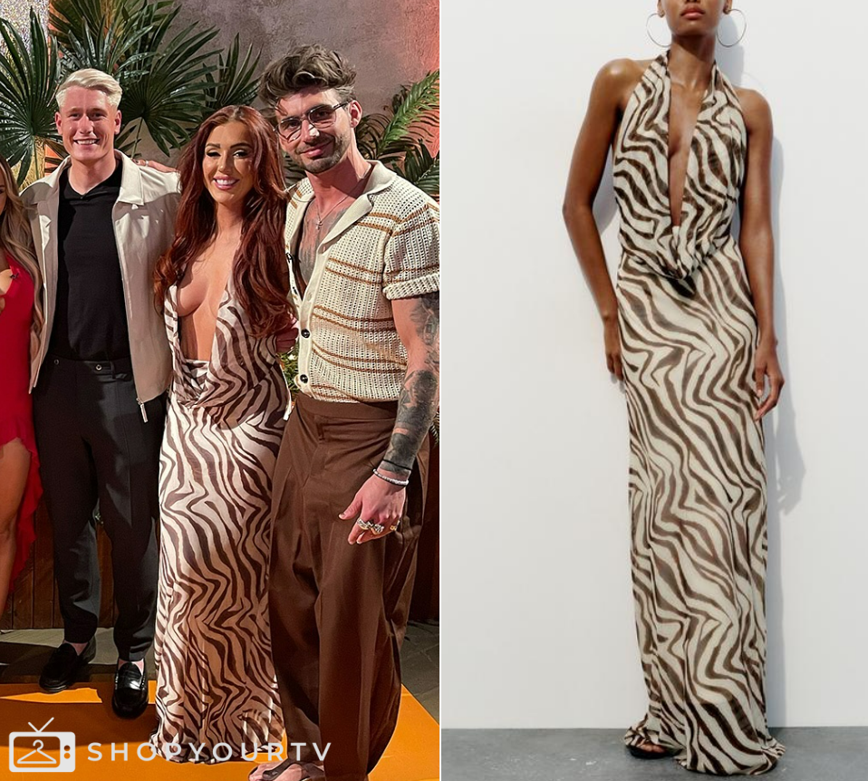 Love Island Aftersun: Season 11 Episode 2 Patsy's Zebra Cowl Dress ...