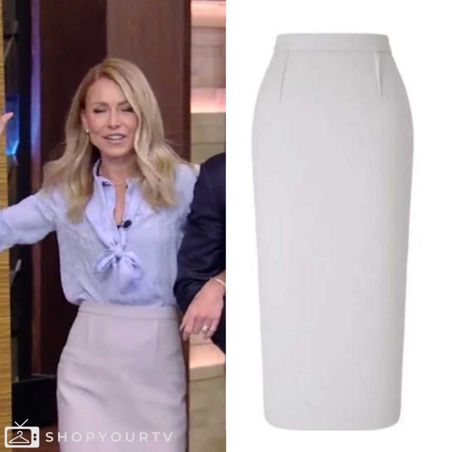 Live with Kelly and Mark: June 2024 Kelly Ripa’s White Pencil Skirt ...