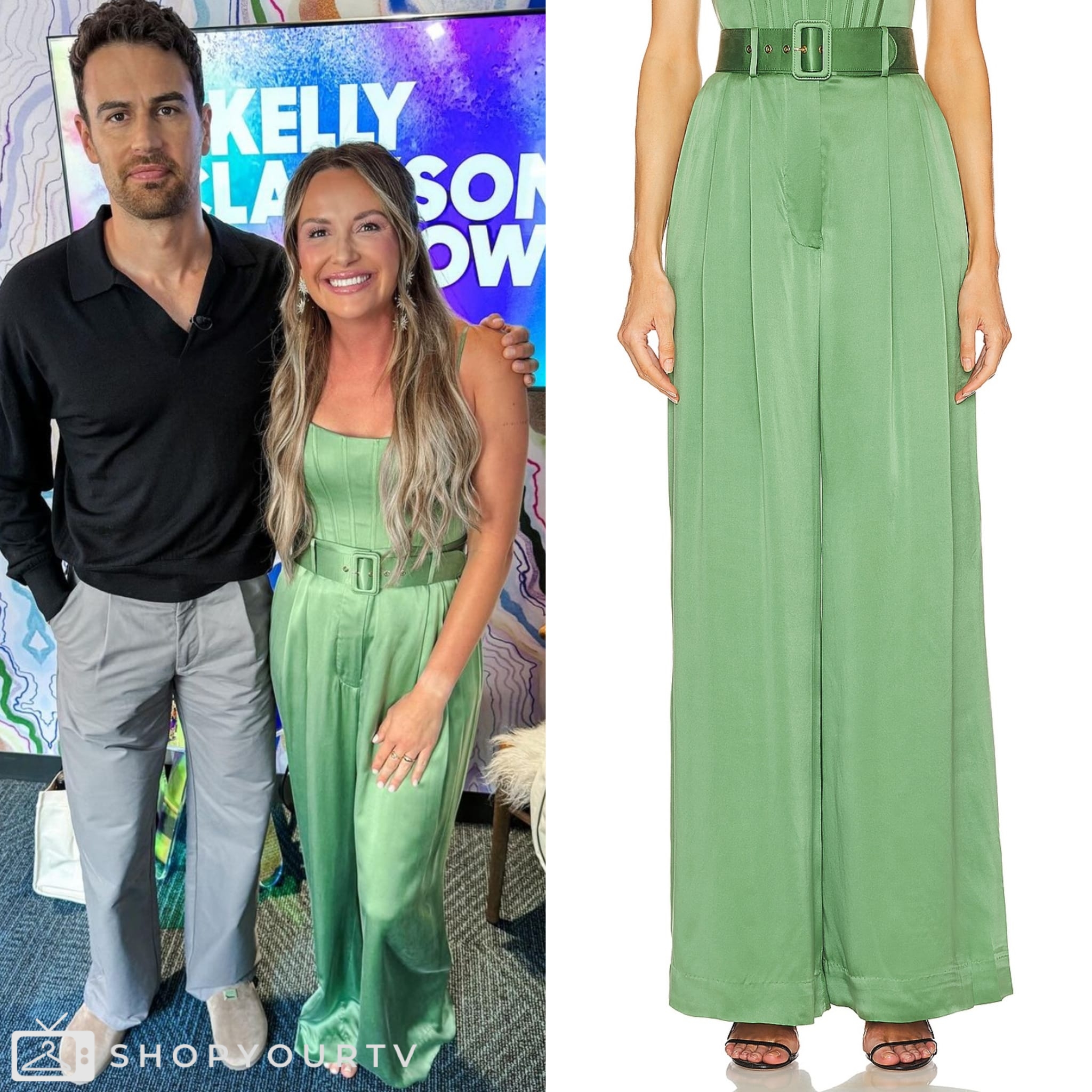 The Kelly Clarkson Show: June 2024 Carly Pearce’s Green Satin Trousers ...
