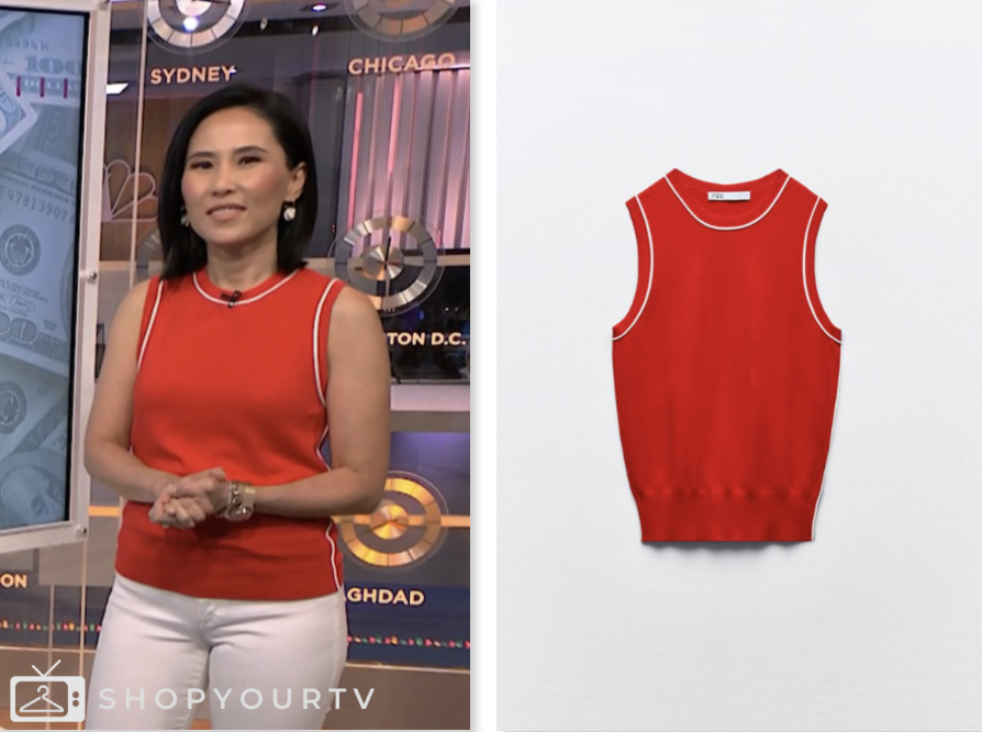 NBC News Daily: June 2024 Vicky Nguyen's Red and White Contrast Trim ...