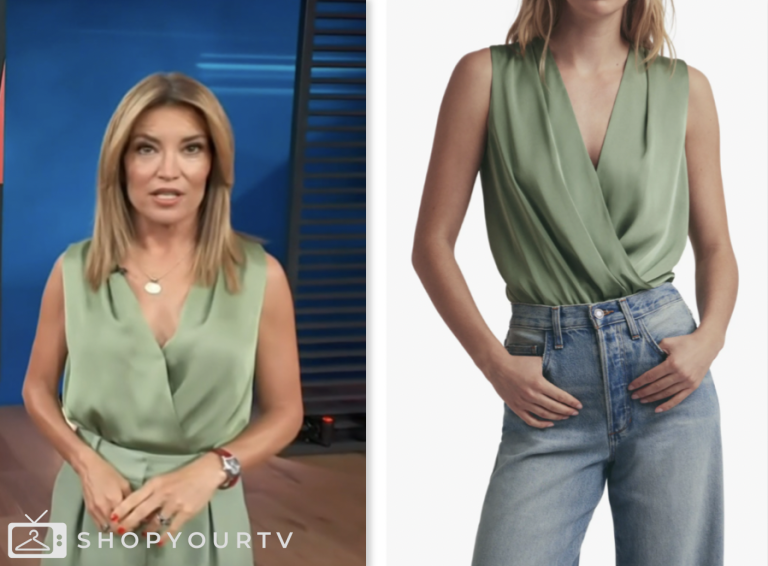 Access Hollywood June 2024 Kit Hoover's Green Sleeveless Wrap Top
