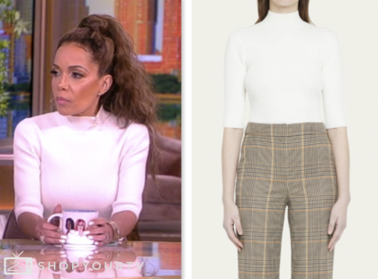 sunny hostin, the view, white knit mock neck top