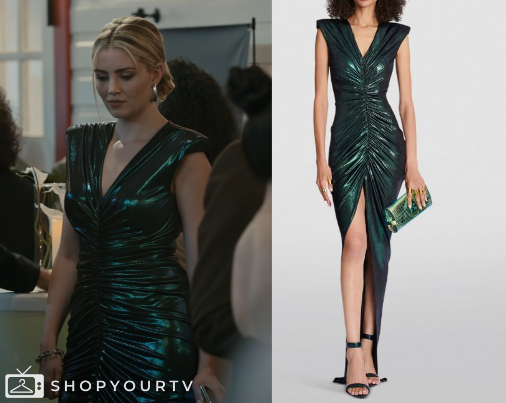 Geek Girl: Season 1 Episode 6 Poppy's Metallic Ruched Front Dress ...