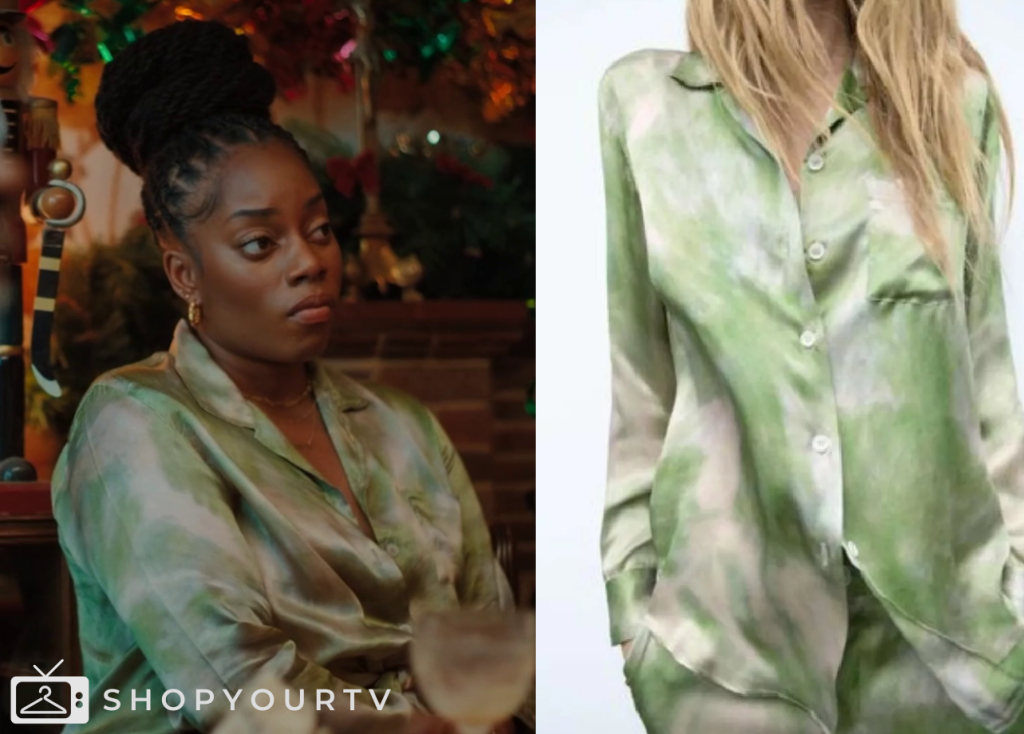Queenie Season 1 Episode 4 Queenie's Green Tie Dye Satin Blouse Shop