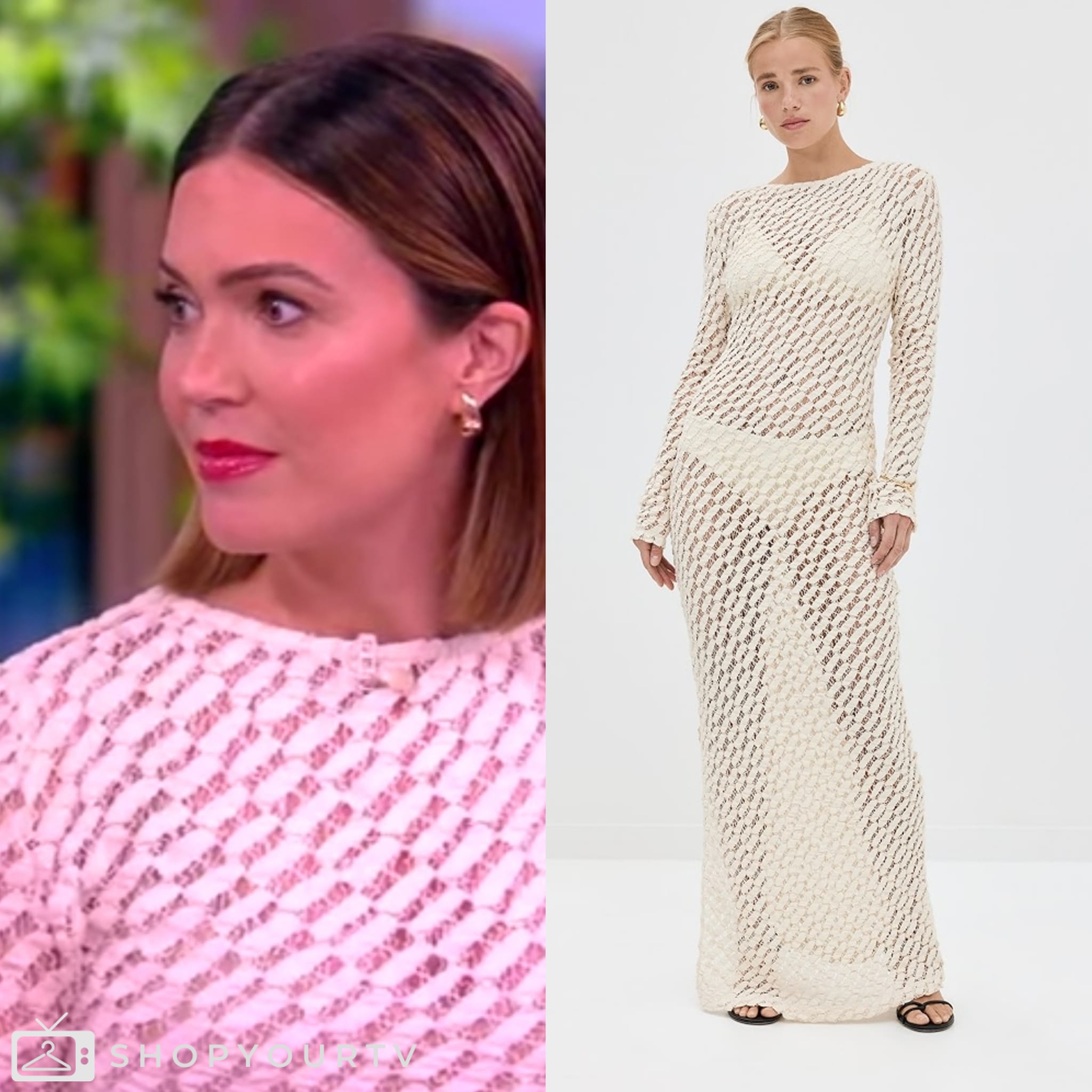 The View: June 2024 Mandy Moore’s Lace Boat Neck Maxi Dress | Shop Your TV