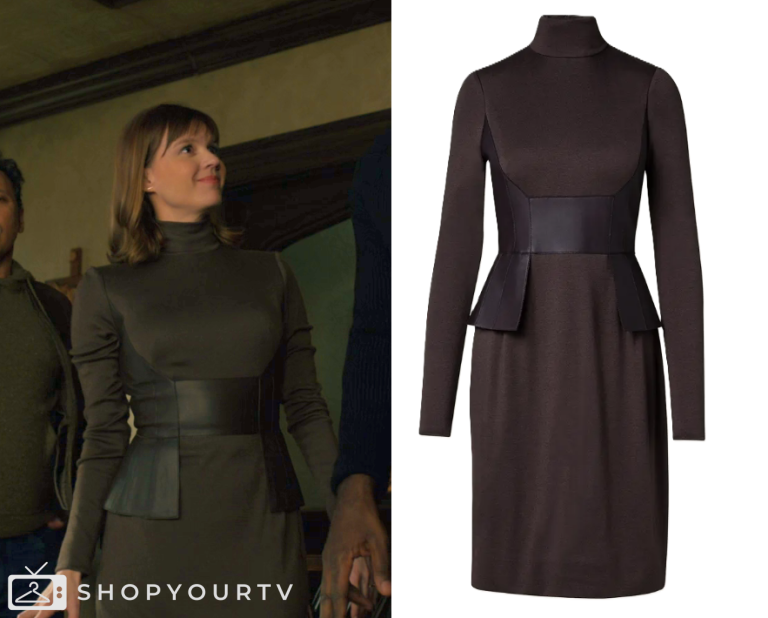 Evil: Season 4 Episode 7 Kristen's Mock Neck Leather Panel Dress | Shop ...