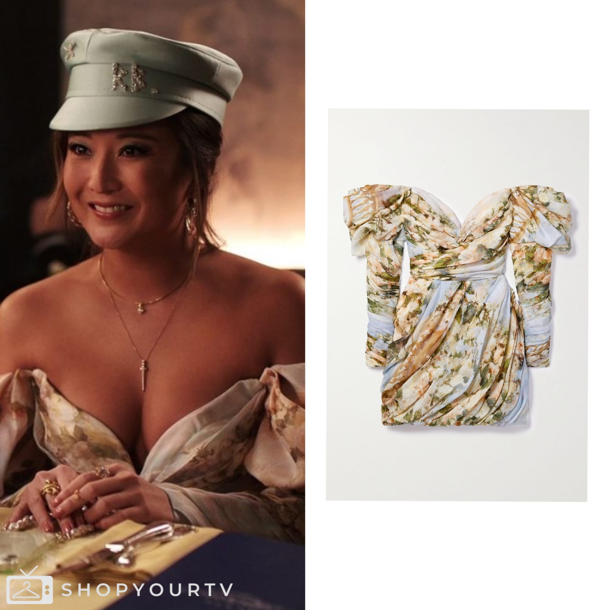Emily in Paris: Season 4 Episode 3 Mindy's Draped Printed Mini Dress | Shop Your TV Emily in Paris: Season 4 Episode 3 Mindy's Draped Printed Mini Dress | Shop Your TV