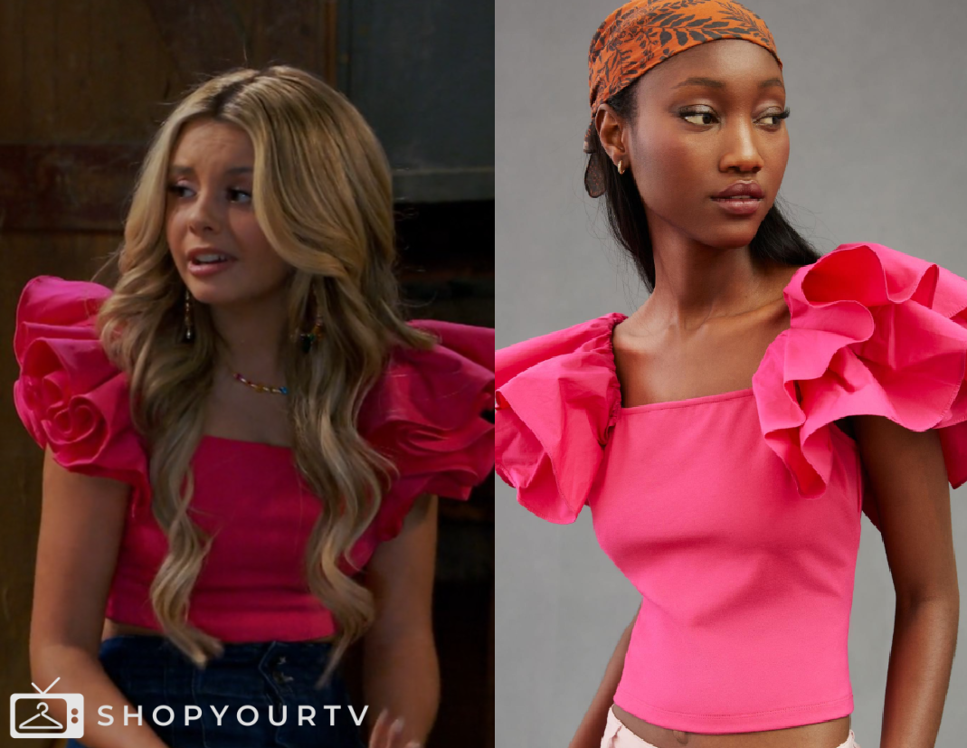 Bunk'd: Season 7 Episode 14 Destiny's Pink Ruffled top | Shop Your TV