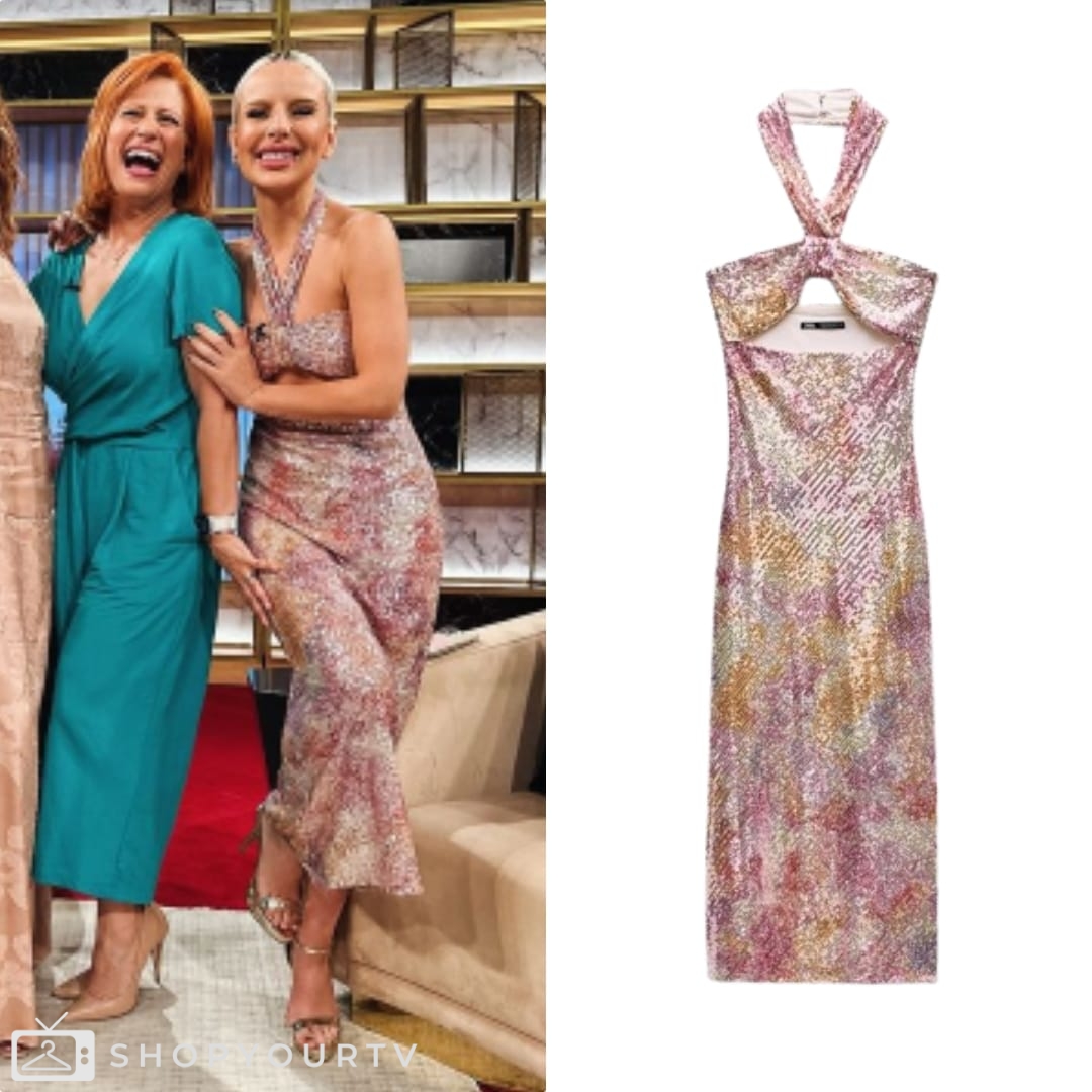 Passadeira Vermelha: June 2024 Filipa's Sequin Knotted Halter Dress | Shop Your TV Passadeira Vermelha: June 2024 Filipa's Sequin Knotted Halter Dress | Shop Your TV