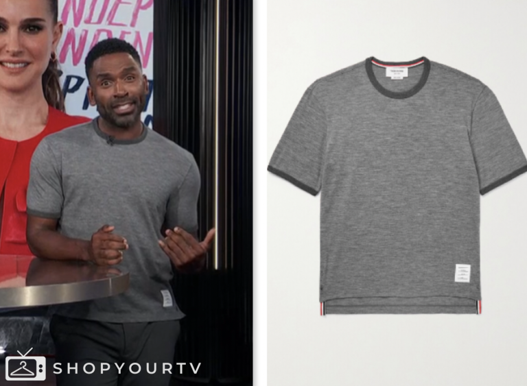 E! News: July 2024 Justin Sylvester's Black and White T-Shirt | Shop ...