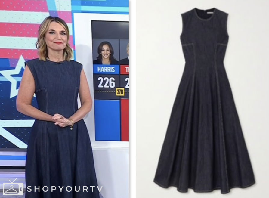 savannah guthrie denim dress today WornOnTV: Savannah's denim midi dress and grey fur slippers on Today | Savannah Guthrie