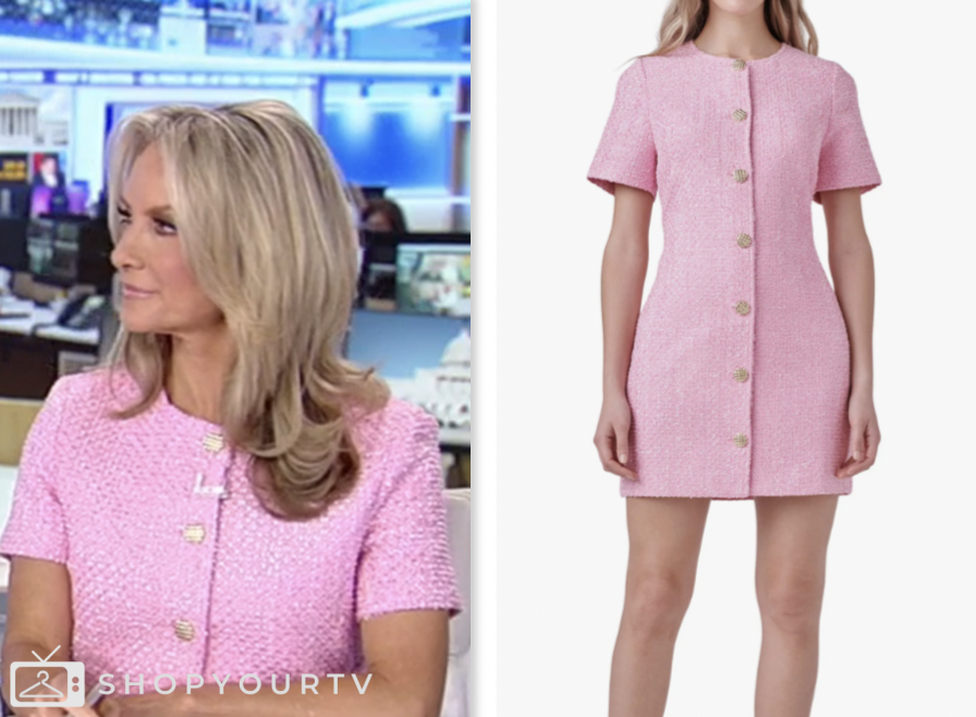 America's Newsroom: July 2024 Dana Perino's Pink Tweed Button Front Mini Dress | Shop Your TV America's Newsroom: July 2024 Dana Perino's Pink Tweed Button Front Mini Dress | Shop Your TV