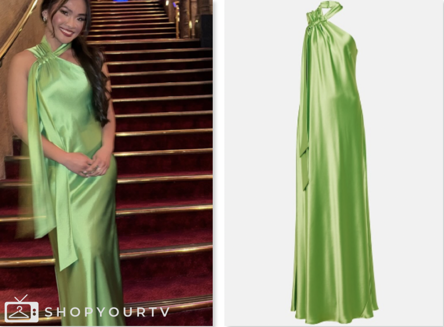 The Bachelorette: Season 21 Episode 4 Jenn Tran's Green Silk Gown | Shop Your TV The Bachelorette: Season 21 Episode 4 Jenn Tran's Green Silk Gown | Shop Your TV