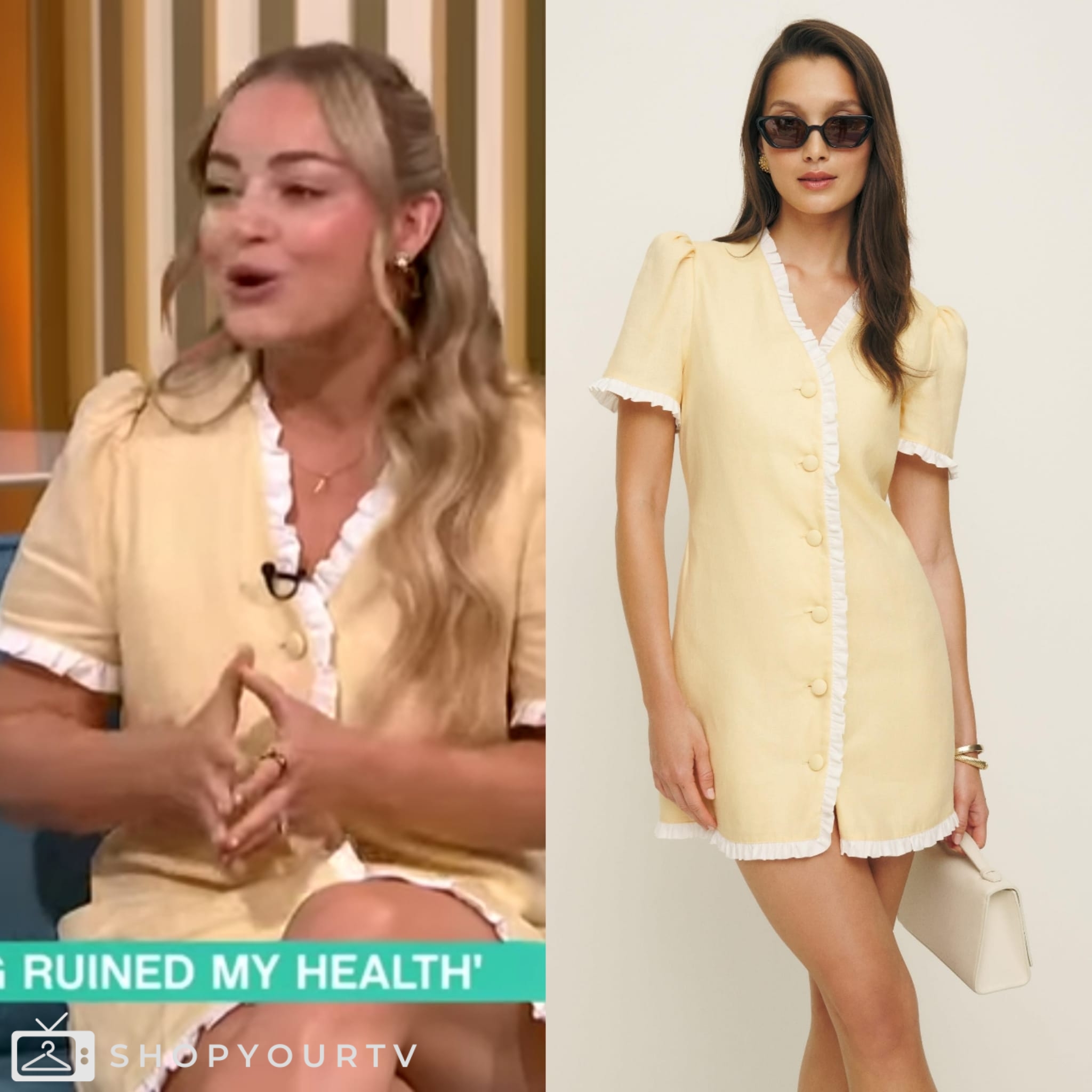 This Morning: July 2024 Alice's Yellow and White Mini Dress | Shop Your TV This Morning: July 2024 Alice's Yellow and White Mini Dress | Shop Your TV