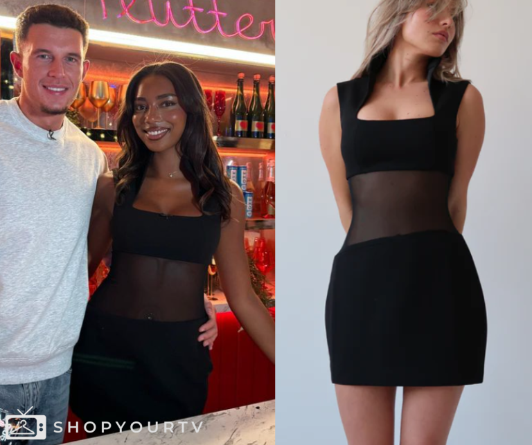 Love Island UK Aftersun Season 11 Episode 6 Uma's Black Mesh Dress