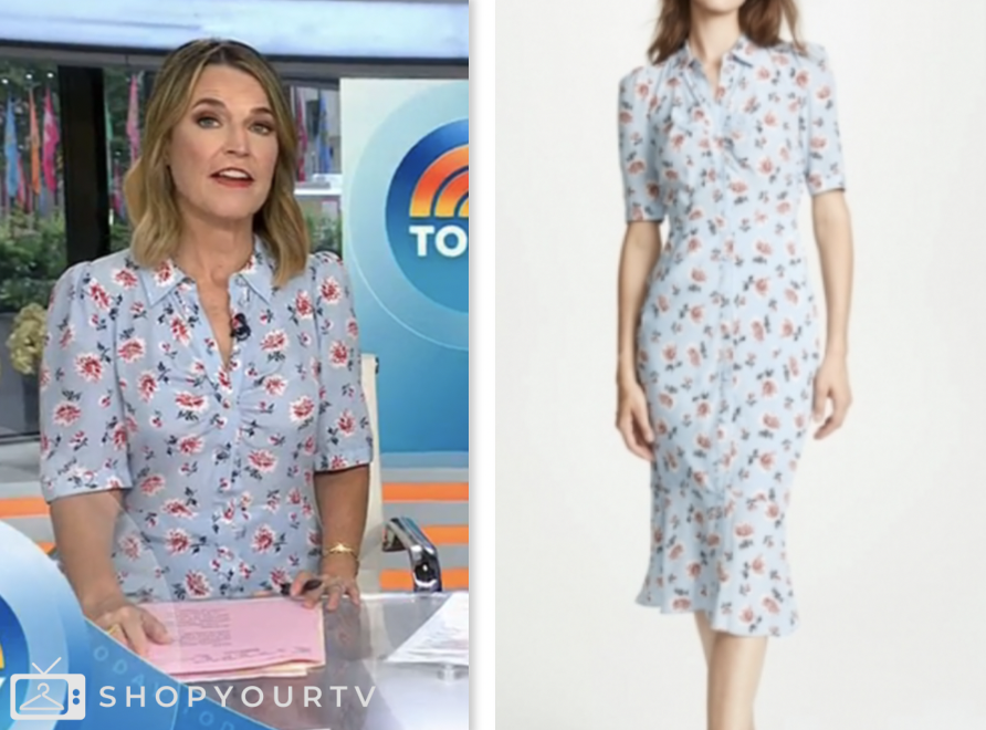 The Today Show: August 2024 Savannah Guthrie's Light Blue Floral Midi
