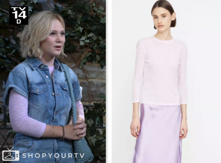 The Young and the Restless: August 2024 Lucy Romalotti's Pink Striped ...