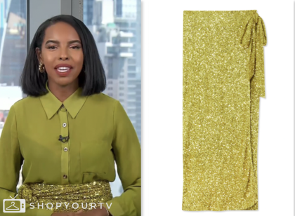 mona kosar abdi, extra, lime green sequin skirt