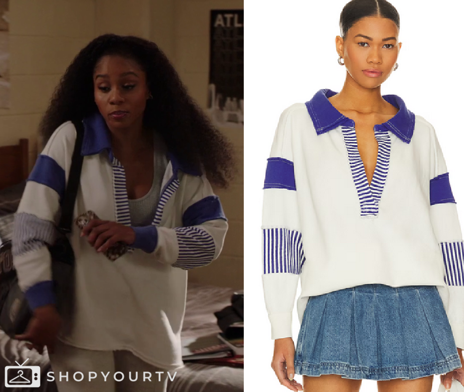 Simone Hicks All American Homecoming: Season 3 Episode 6 Simone's Striped Polo Top ...