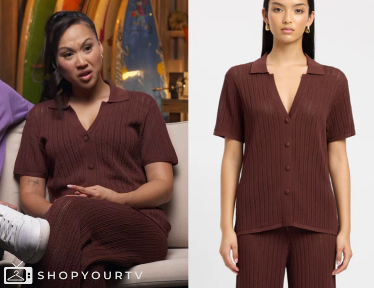 The Block AU: Season 20 Episode 5 Mimi's Brown Crochet Top | Shop Your TV