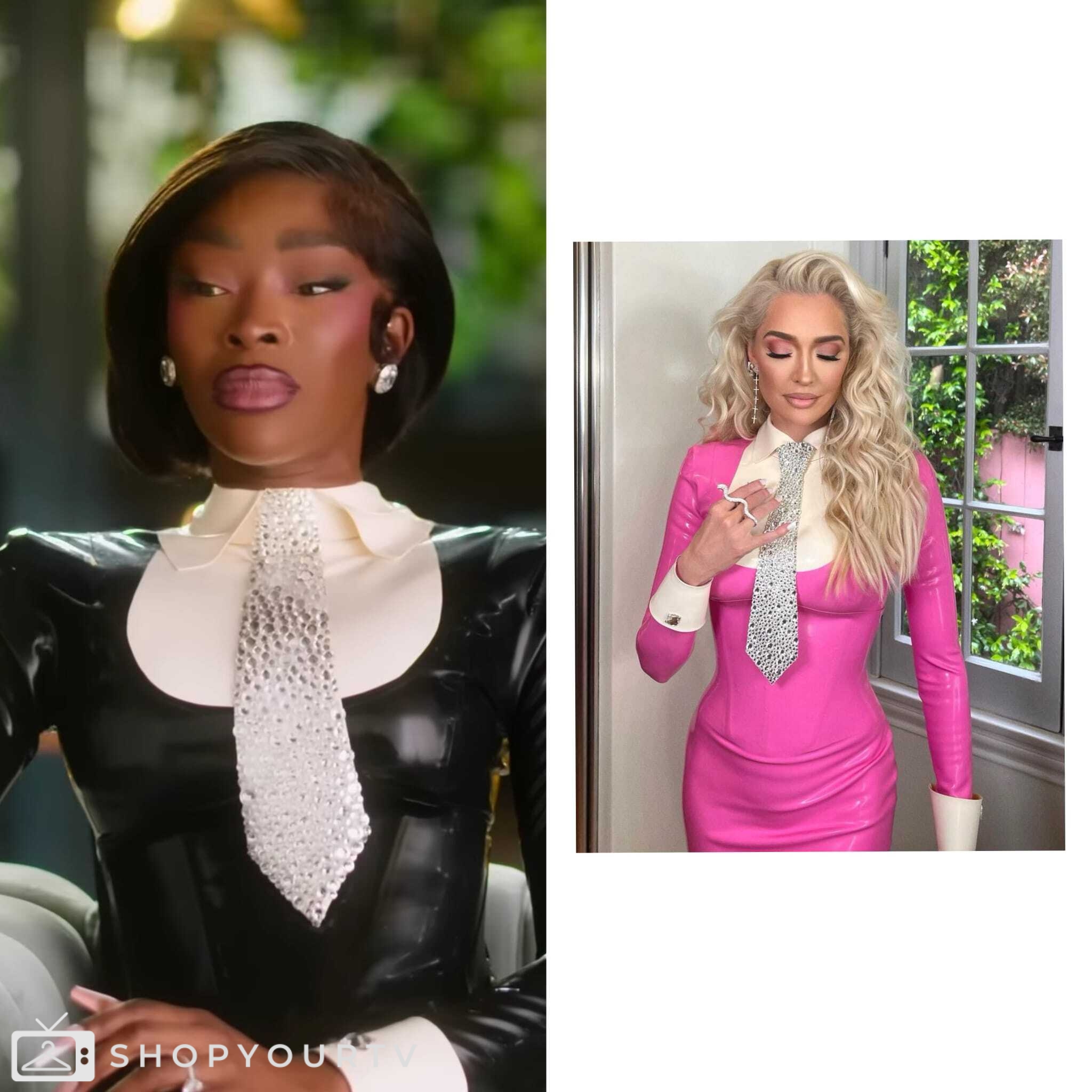Selling Sunset: Season 8 Chelsea’s Black Latex Dress with Embellished Selling Sunset: Season 8 Chelsea’s Black Latex Dress with Embellished