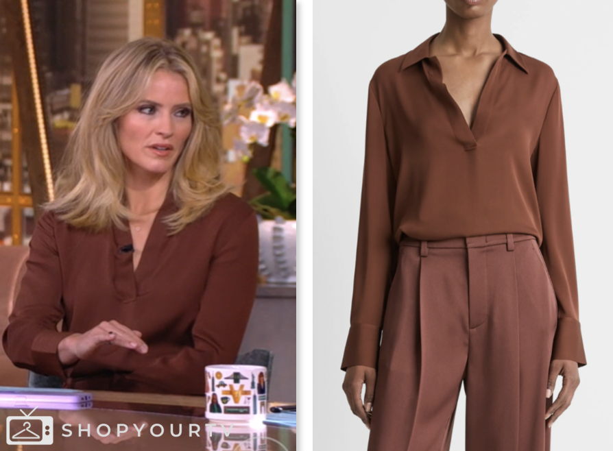 Sara Rust The View: September 2024 Sara Haines's Rust Silk Blouse | Shop Your TV