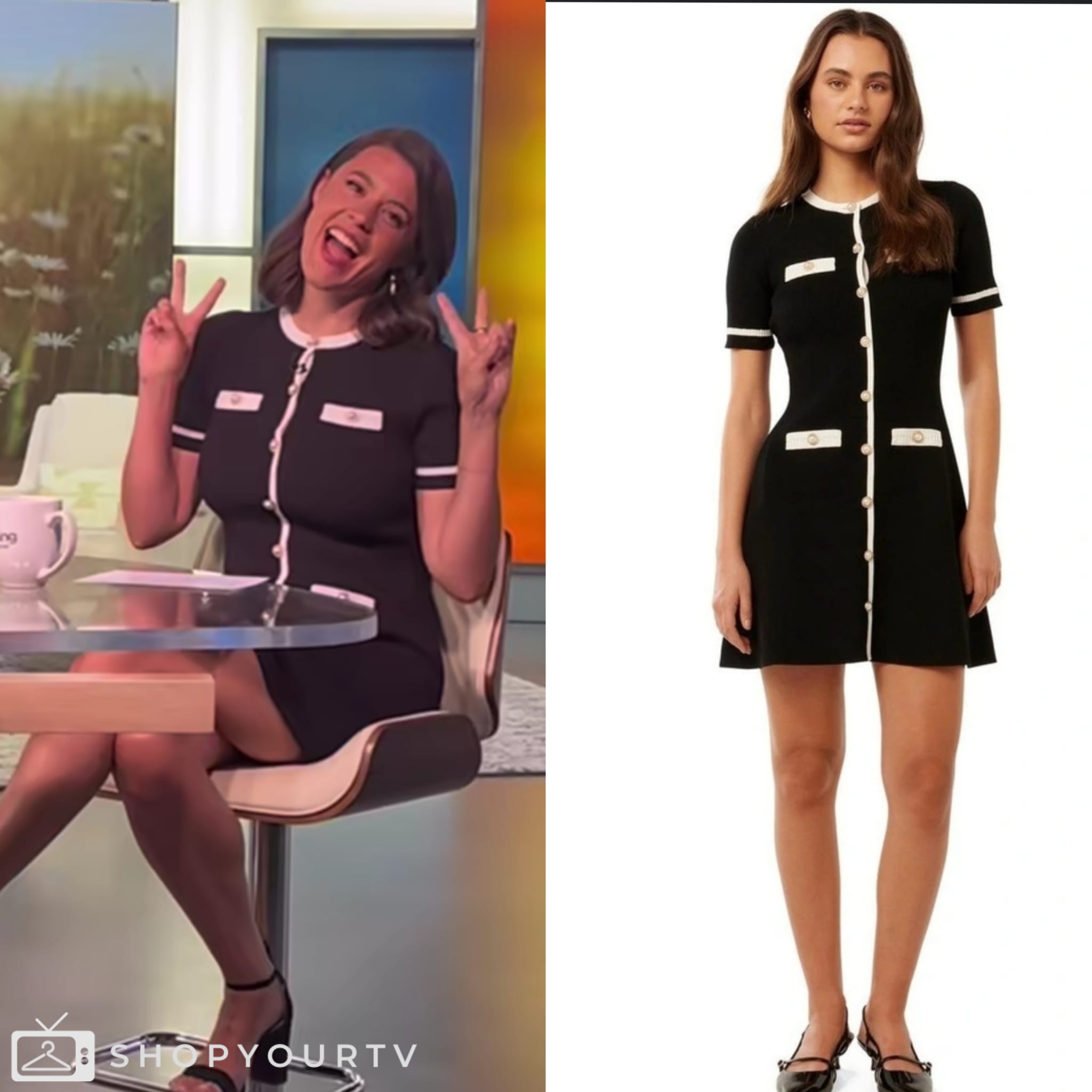 The Morning Show CA: August 2024 Morgan's Contrast Knit Mini Dress | Shop Your TV The Morning Show CA: August 2024 Morgan's Contrast Knit Mini Dress | Shop Your TV