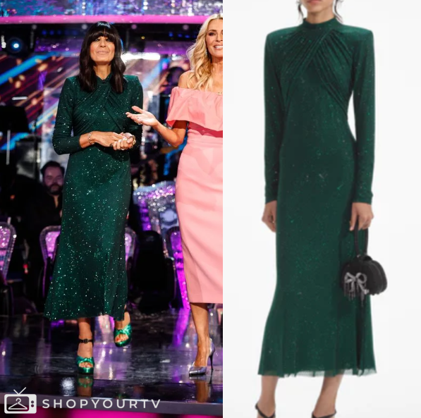 Strictly Come Dancing Season 22 Episode 3 Claudia Winkleman s Green Sequin Dress Shop Your TV