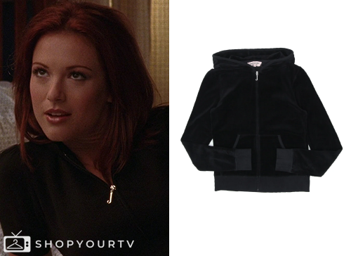 One Tree Rachel One Tree Hill: Season 3 Episode 7 Rachel's Black Cropped Velour Hoodie ...