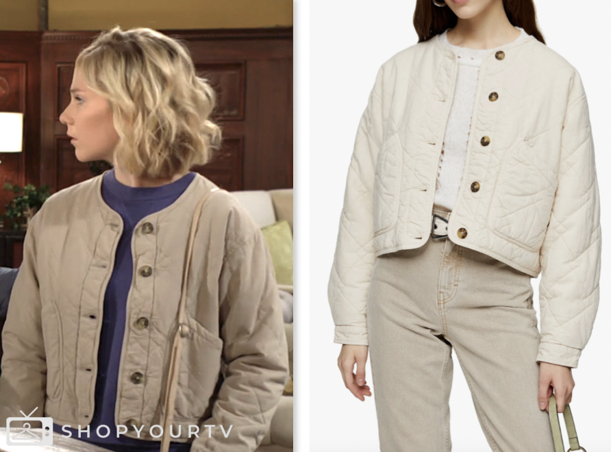 The Young and the Restless: October 2024 Lucy Romalotti's Beige Quilted ...