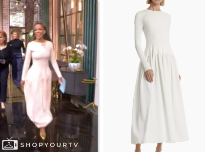 sunny hostin, the view, white knit long sleeve midi dress