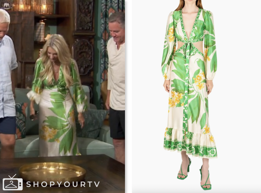 The Golden Bachelorette: Season 1 Episode 5 Joan Vassos's Green Floral Maxi Dress | Shop Your TV The Golden Bachelorette: Season 1 Episode 5 Joan Vassos's Green Floral Maxi Dress | Shop Your TV
