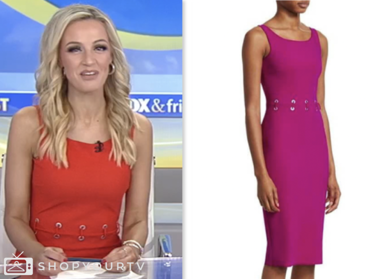 Simgman Fox and Friends: October 2024 Brooke Singman's Pink Ruched Sheath Dress ...