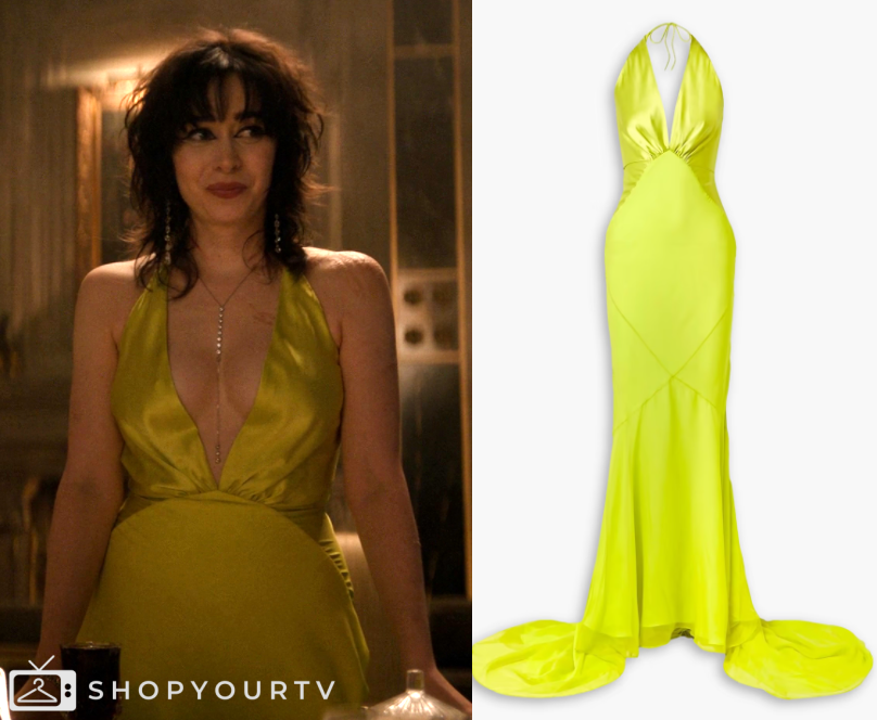 The Penguin: Season 1 Episode 4 Sofia's Yellow Deep V Gown | Shop Your TV The Penguin: Season 1 Episode 4 Sofia's Yellow Deep V Gown | Shop Your TV