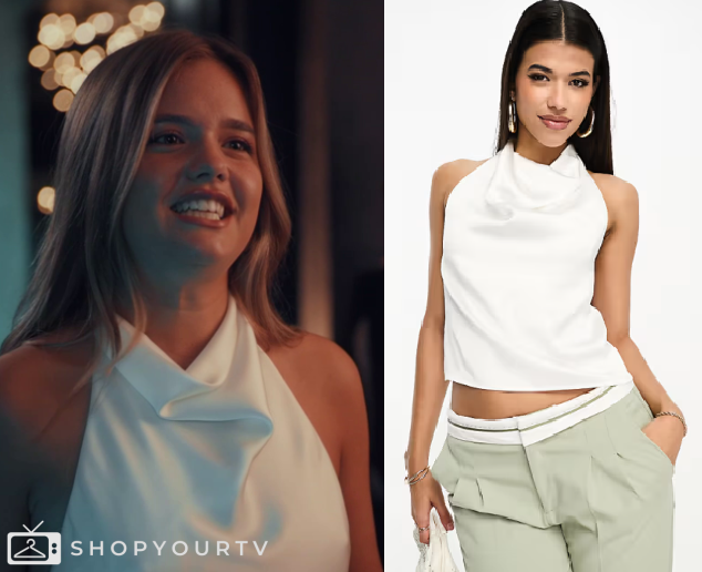 Made in Chelsea: Season 28 Episode 1 Julia's White Satin Cowl Neck Top
