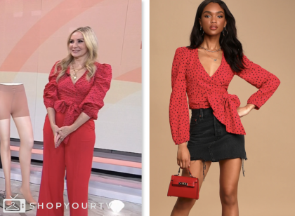 chassie post, the today show, red polka dot wrap blouse